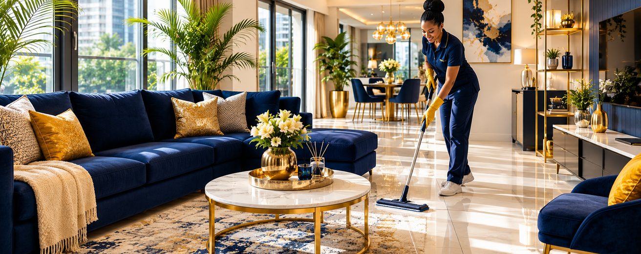 A bright, freshly cleaned living space by Sparkly & Co.